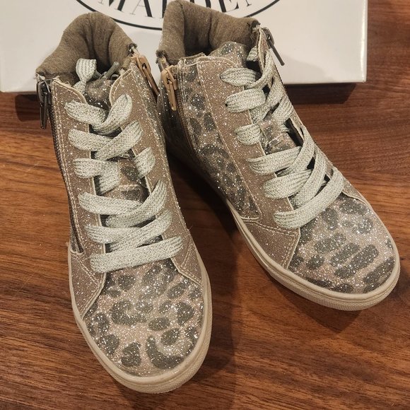Steve Madden girls glitter cheetah ankle boots size 1, new in box - Picture 1 of 4